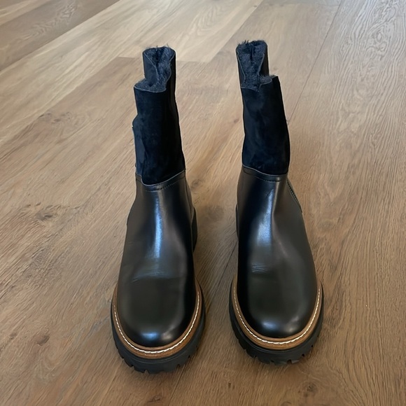 Fabianelli made in Italy Winter Boots Shearling Leather Black Sz 38 EU 7.5-8 US - Picture 3 of 15